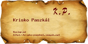 Krisko Paszkál névjegykártya